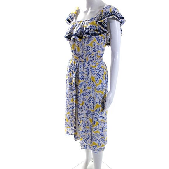 Eye Of The Needle Womens Off The Shoulder Button Up Maxi Dress White Size XS - Picture 2 of 6